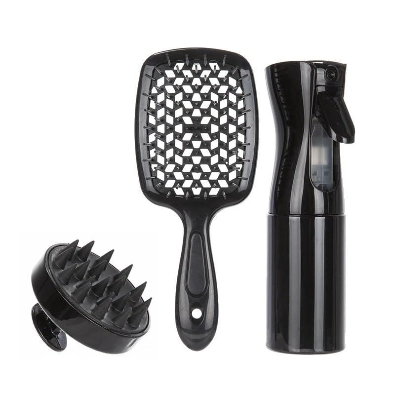 Hollow Comb Set With Spray Bottle And Head Scalp Massage Brush