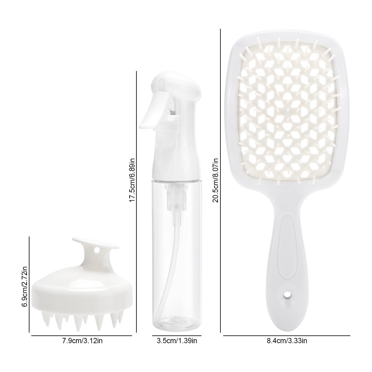 Hollow Comb Set With Spray Bottle And Head Scalp Massage Brush