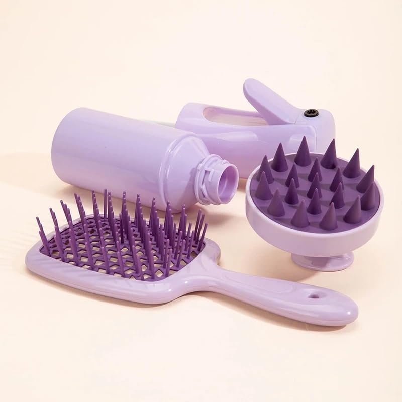 Hollow Comb Set With Spray Bottle And Head Scalp Massage Brush